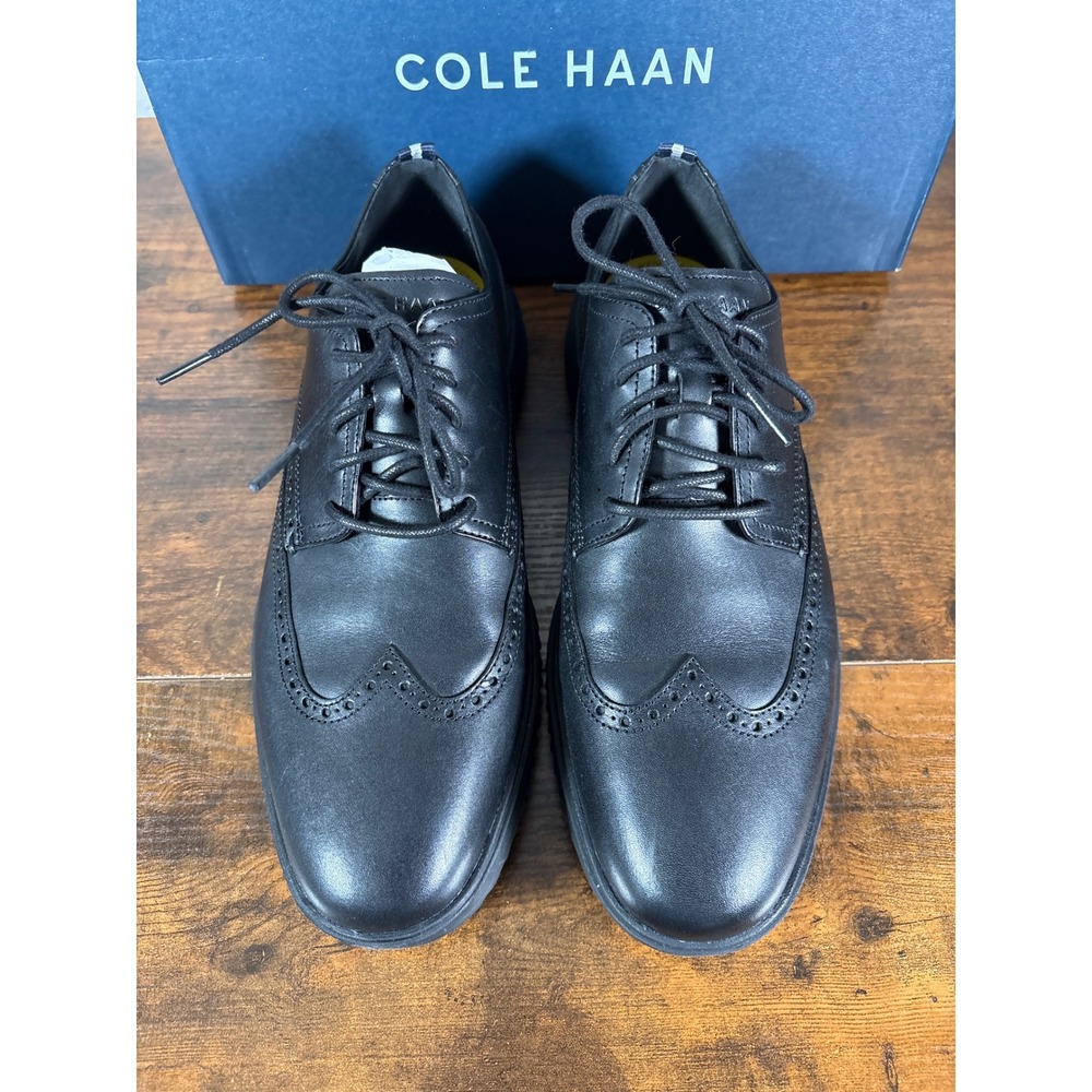Cole Haan Grand Plus Essex Wingtip Oxford Black Leather Shoes C36938 Mens 10.5 M - Picture 4 of 8